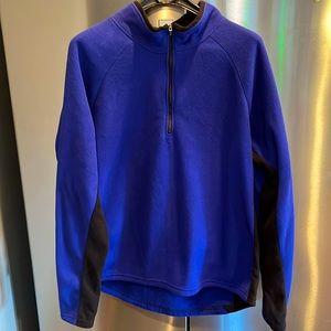 Molehill ROYAL BLUE Fleece 1/4 Zip black accents warm soft high low unisex large